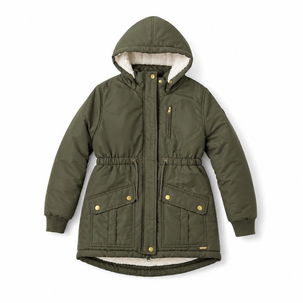 Justice Girls Olive Green Sherpa Lined Winter Parka